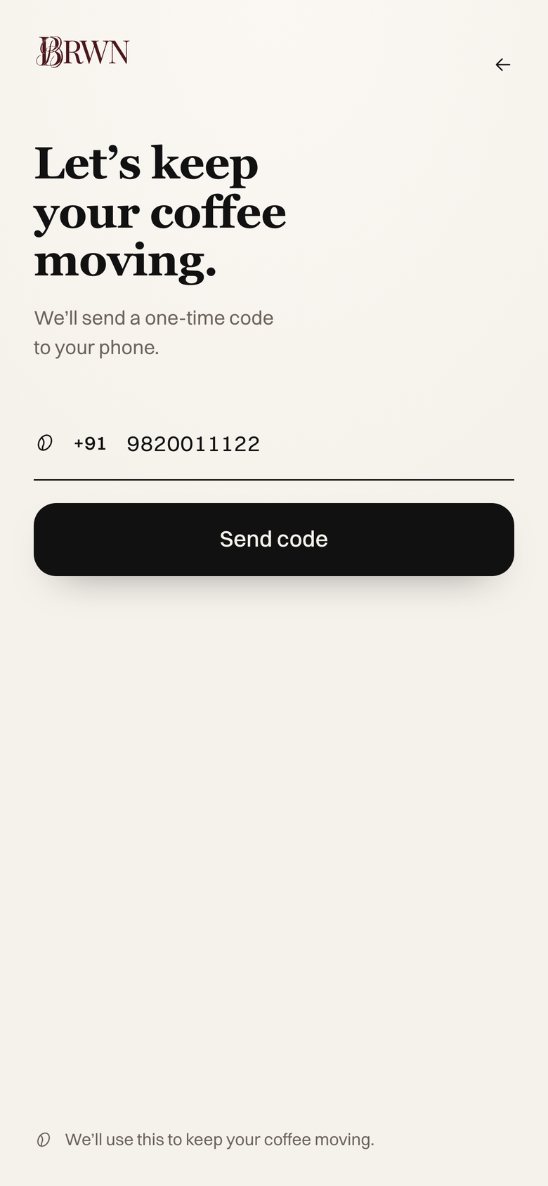 Entering a mobile number