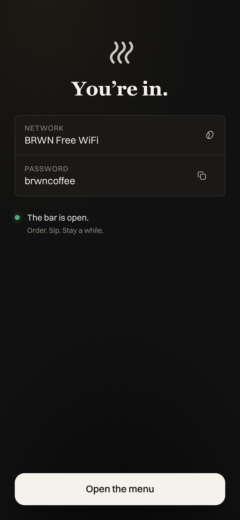 The WiFi name and password
