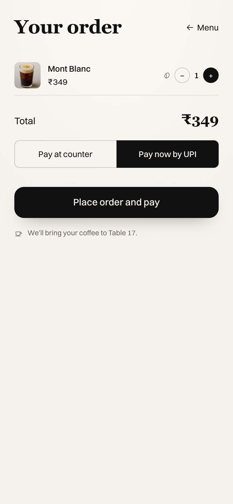 The cart with both payment options